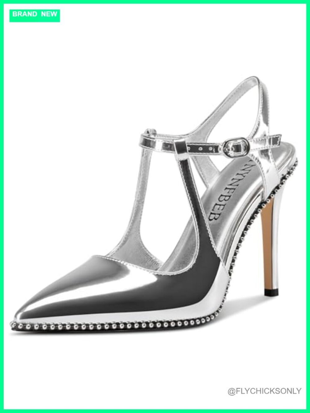 Faux Leather Stiletto Pumps Pointed Toe Ankle Strap 3.9 Inch Heels
